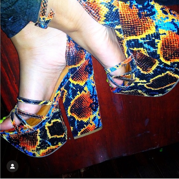 Jeffrey Campbell Multicolor Snakeskin Platform Sandal - Picture 5 of 8